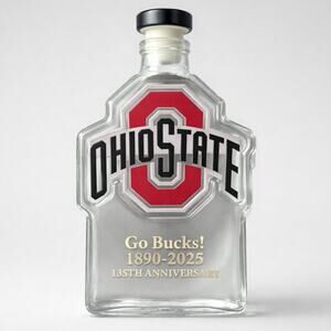 Ohio State Buckeyes 135th Anniversary 1890-2025 Empty Glass Decanter‎